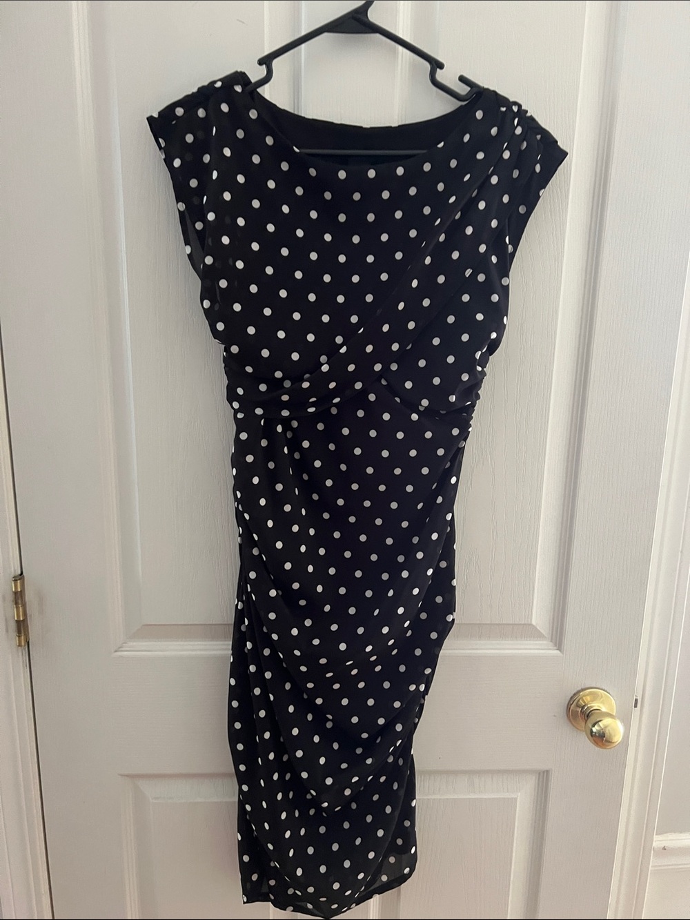 Ann Taylor Black and White Polka Dot Midi Dress